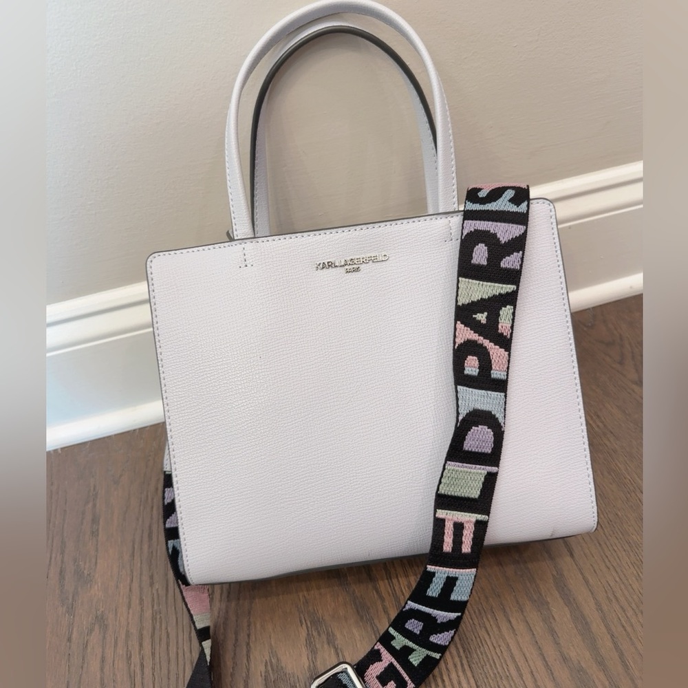 NWT KARL LAGERFELD MAYBELLE SATCHEL CROSSBODY DOUBLE HANDLE BAG